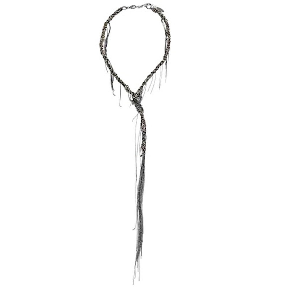 New Brunello Cucinelli Sterling Monoli Bead Lariat Wrap Necklace